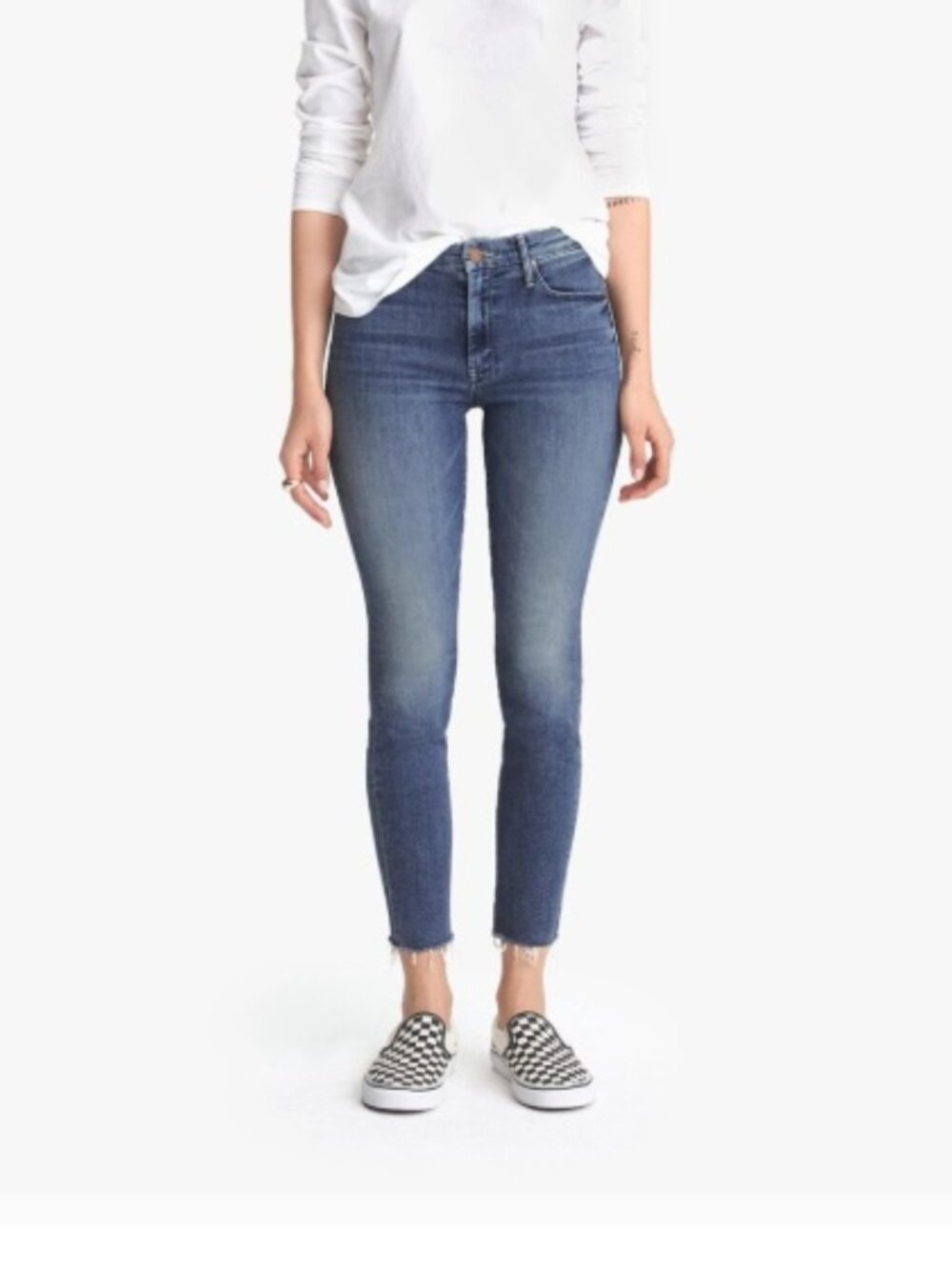 Mother Sz 24 Women's The Looker Ankle Fray Groovin Blue Skinny Jeans